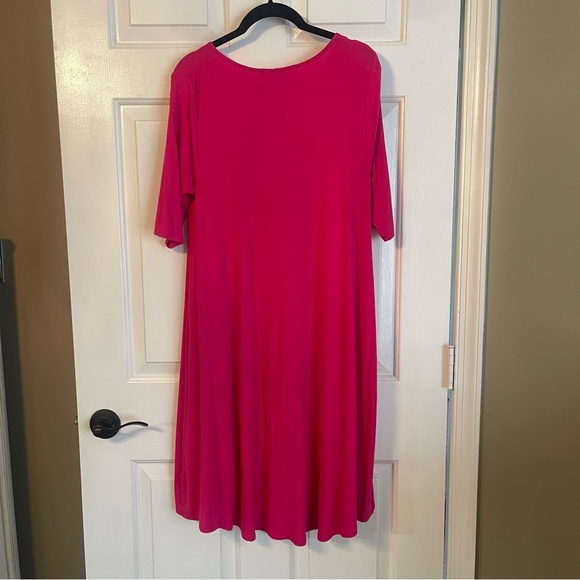 Philosophy Cashmere Scoop Neck Swing Dress Short sleeve casual Cerise Pink Small - Picture 3 of 7